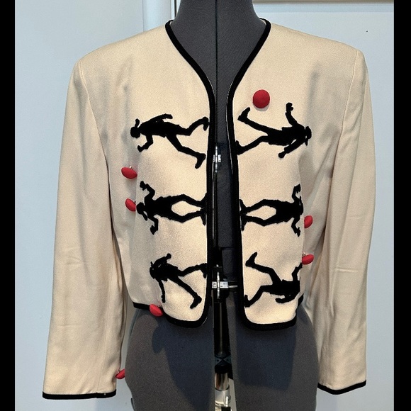 Moschino Jackets & Blazers - VINTAGE 1990s MOSCHINO CHEAP & CHIC CREAM OLIVE OYL CROPPED JACKET RED BALLS 8